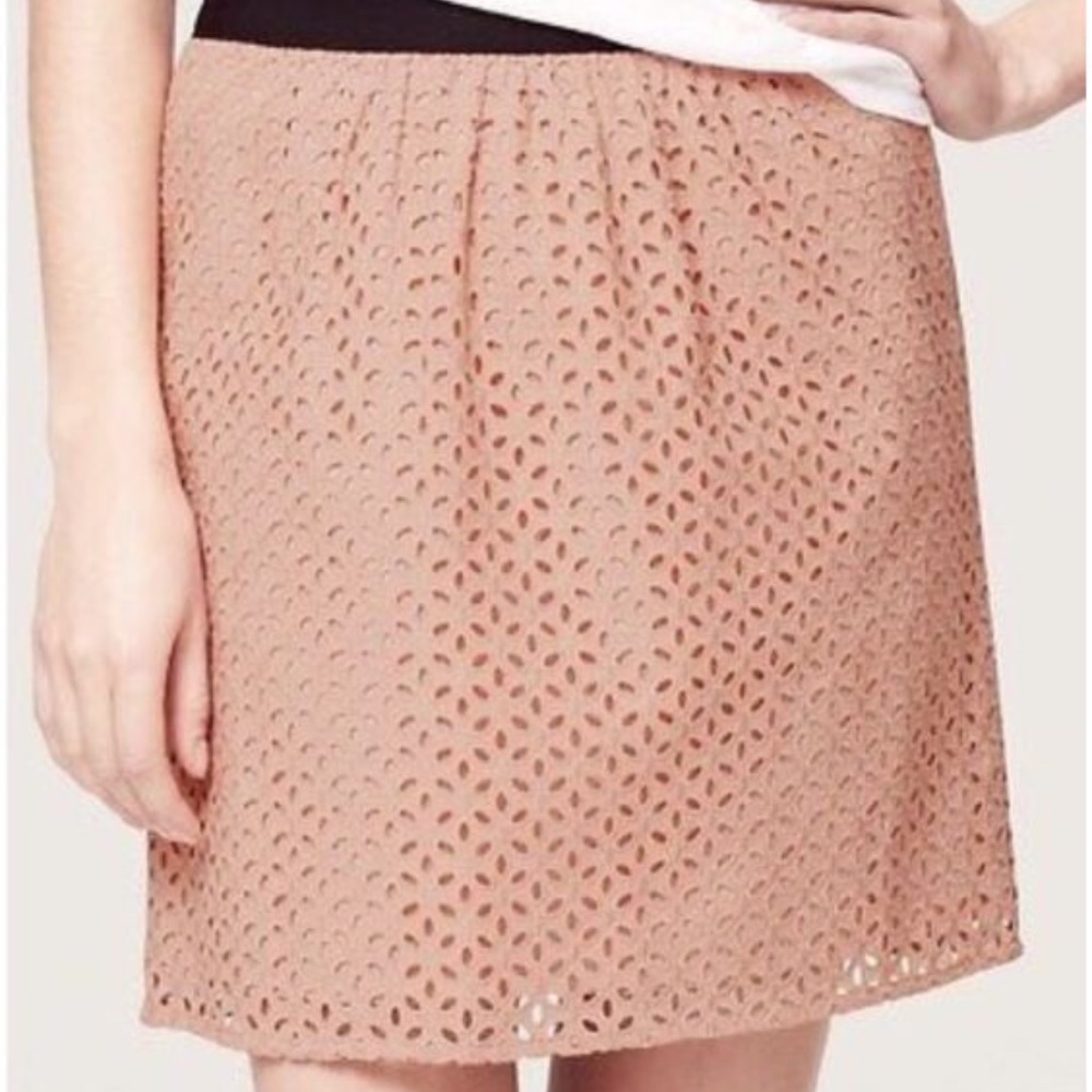 Ann Taylor Loft Pink Eyelet Mini Skirt (0)